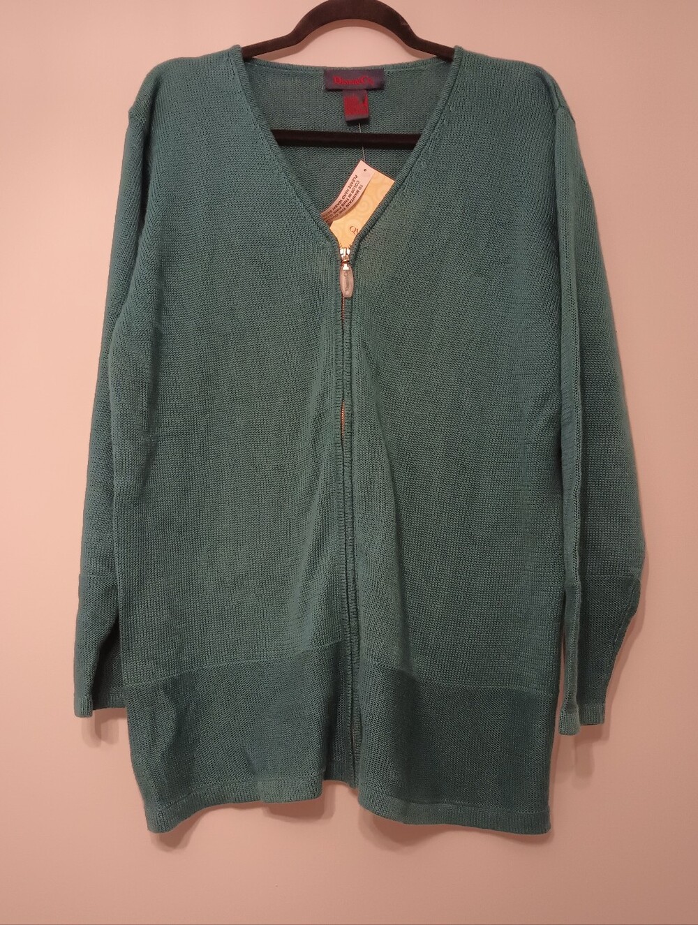 Denim & Co Zip-Up V-Neck Cardigan L